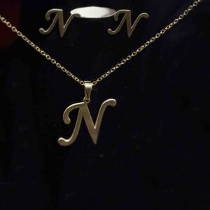 نیم ست استیل دخترانه طرح N کد (5243)