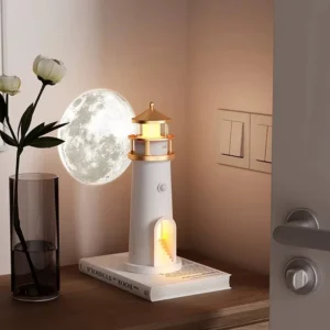 چراغ خواب مدل فانوس دریایی ماه اسپیکردار کد (8642)