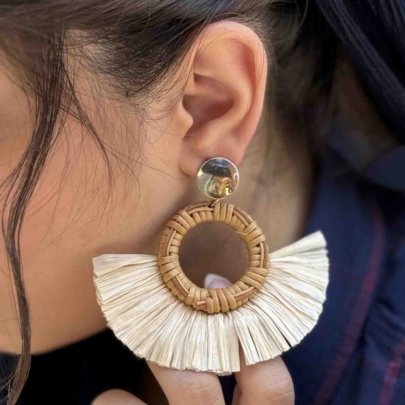 گوشواره ترند کنفی حصیری کد (8763)