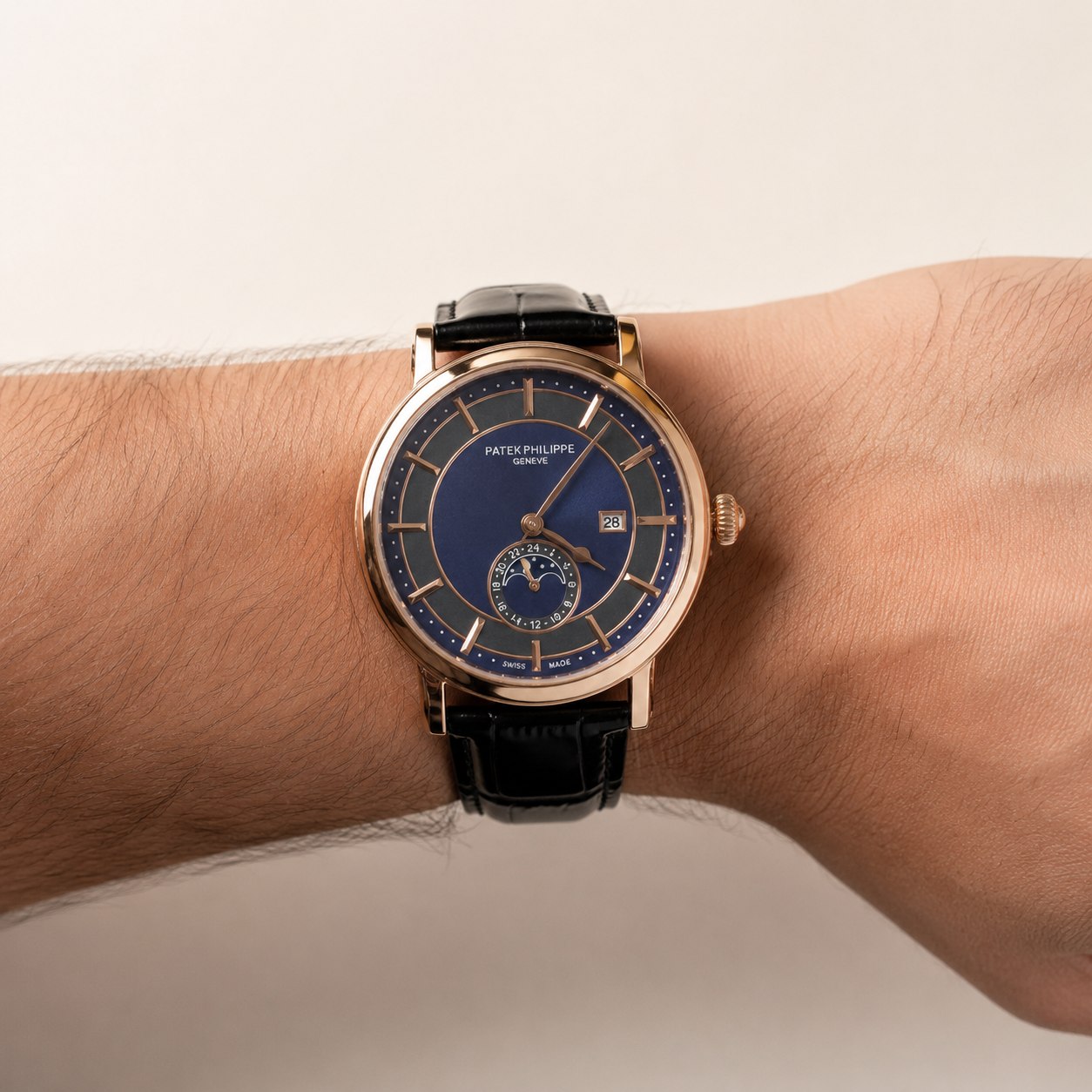 Men's watch with leather strap PATEK PHILIPPE code (8088)